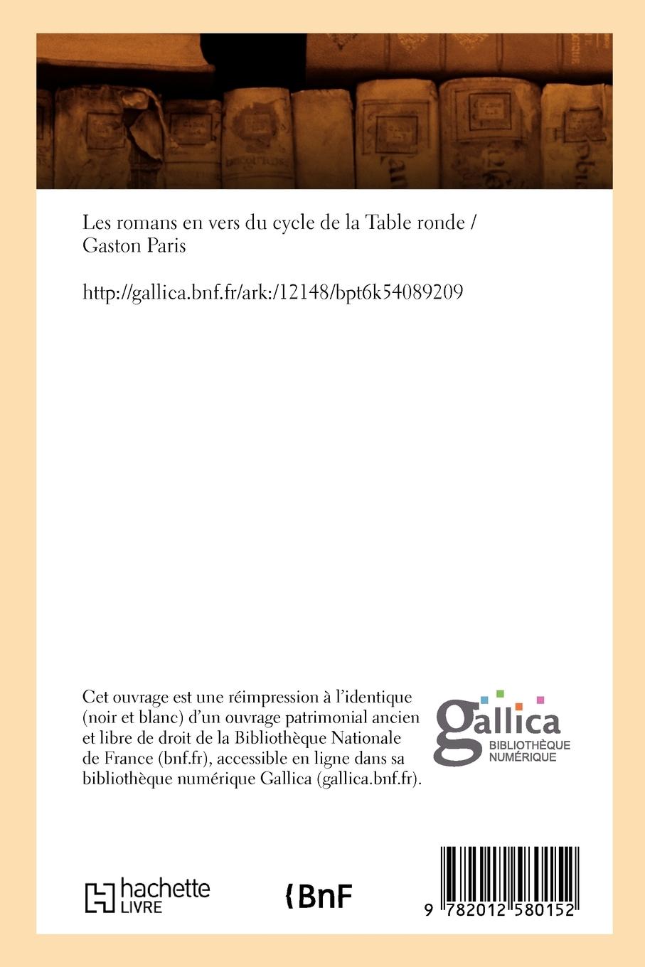 Rückseitencover Les Romans En Vers Du Cycle de la Table Ronde (Éd.1887)