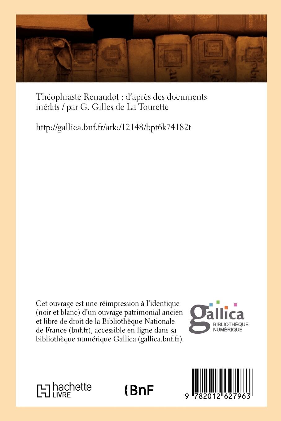 Rückseitencover Théophraste Renaudot: d'Après Des Documents Inédits (Éd.1884)