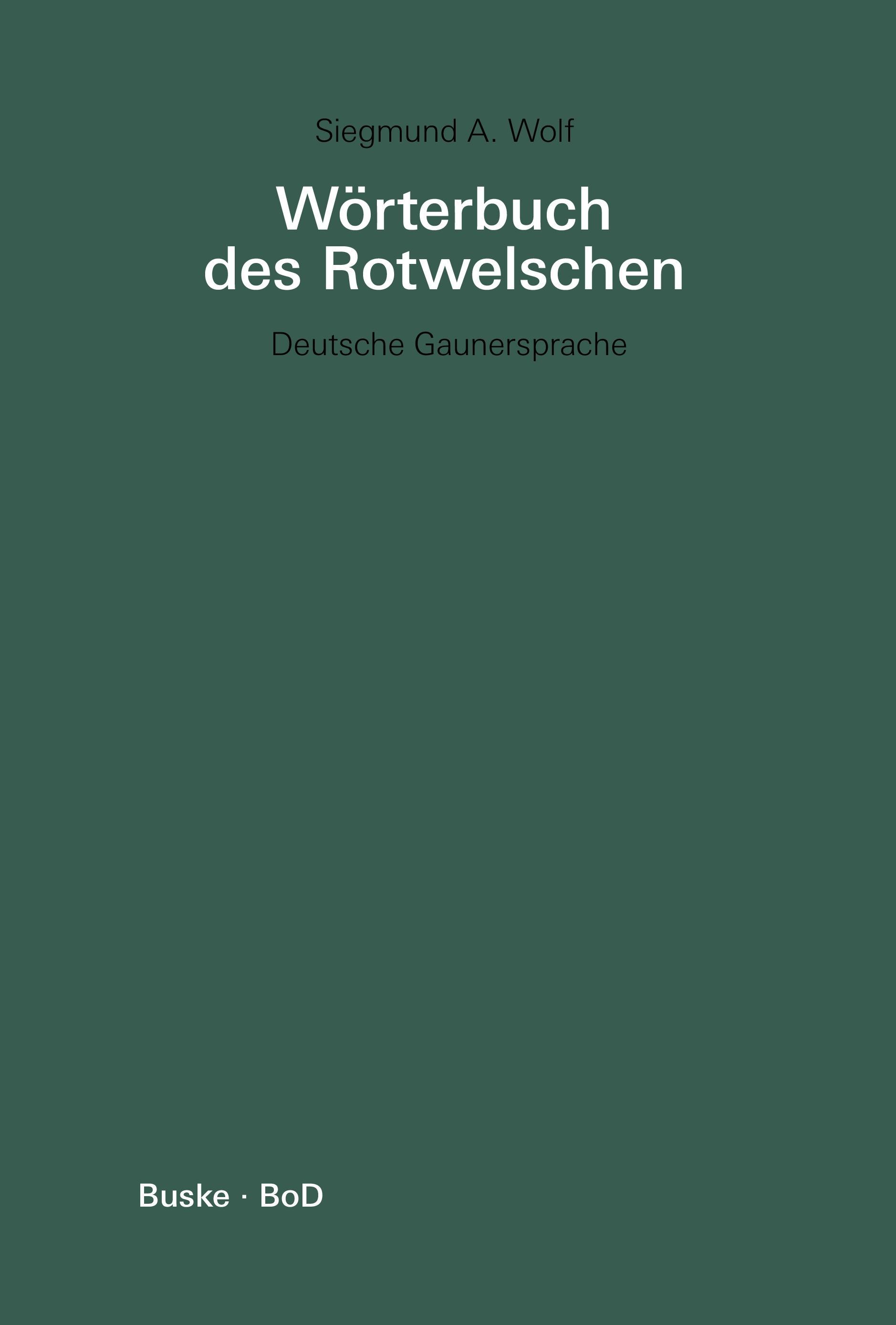 Vorderes Coverbild Wörterbuch des Rotwelschen / Wörterbuch des Rotwelschen