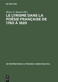 Vorderes Coverbild Le lyrisme dans la poésie française de 1760 à 1820