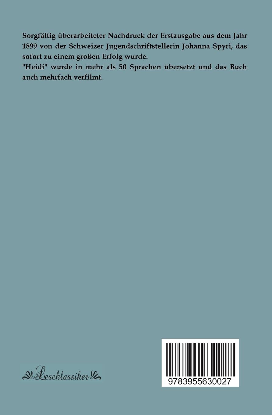 Rückseitencover Heidis Lehr- und Wanderjahre