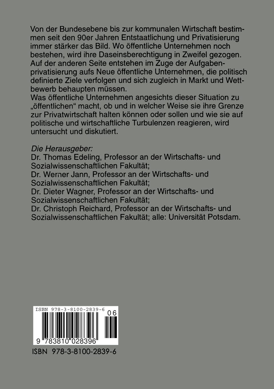 Rückseitencover Öffentliche Unternehmen