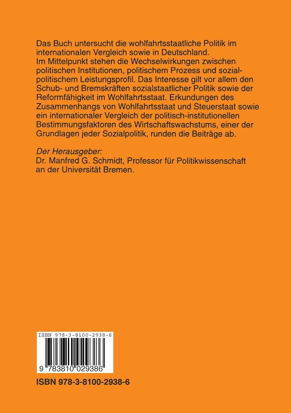 Rückseitencover Wohlfahrtsstaatliche Politik