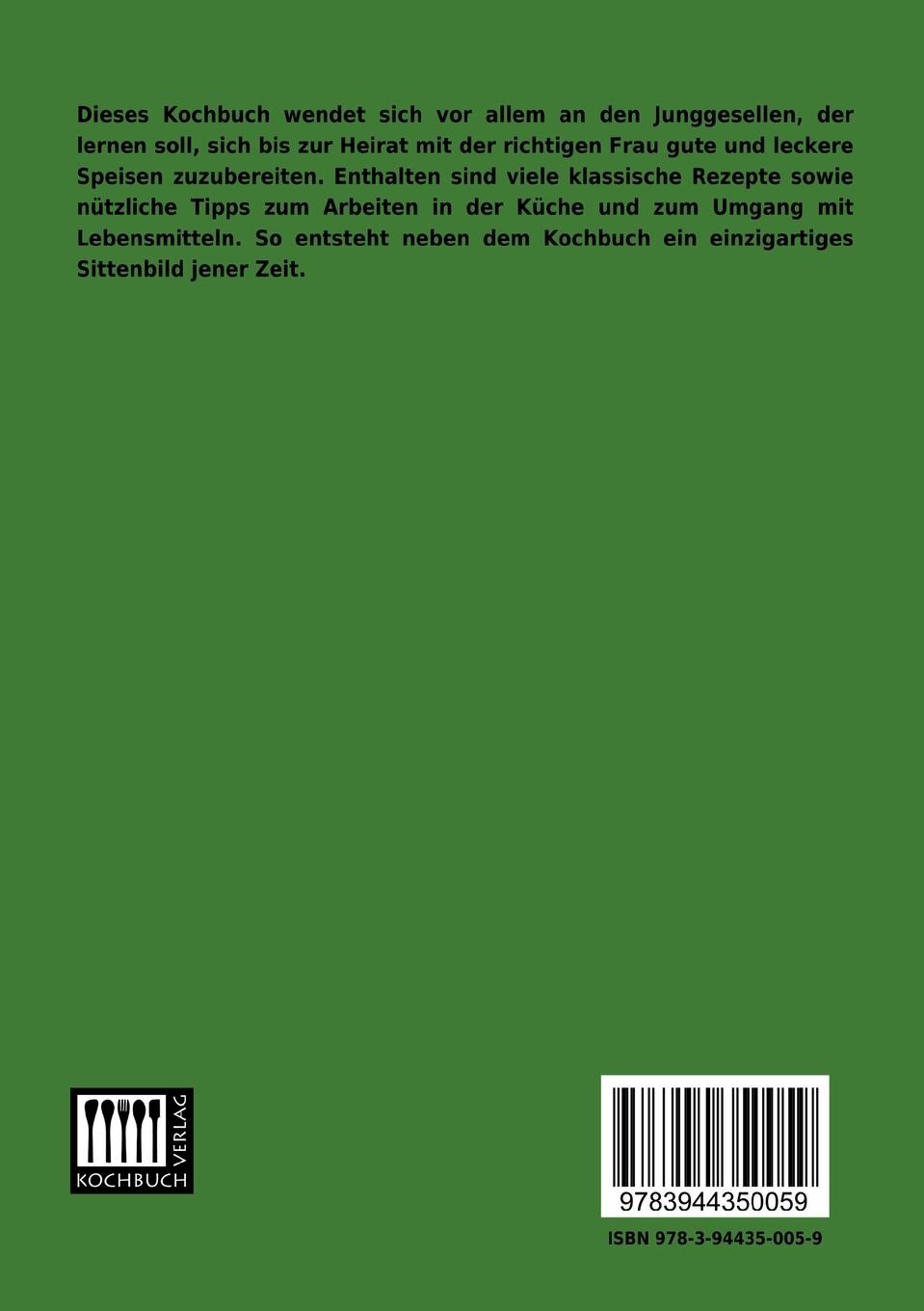 Rückseitencover Das Junggesellen- und Touristen-Kochbuch
