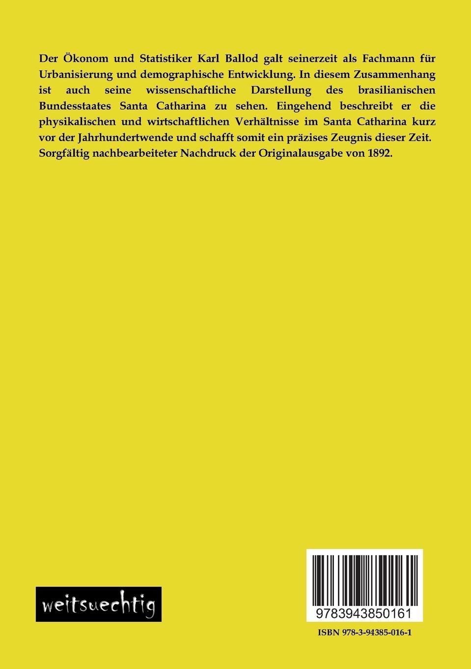 Rückseitencover Der Staat Santa Catharina in Südbrasilien