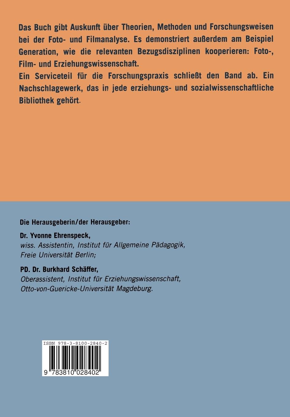 Rückseitencover Film- und Fotoanalyse in der Erziehungswissenschaft