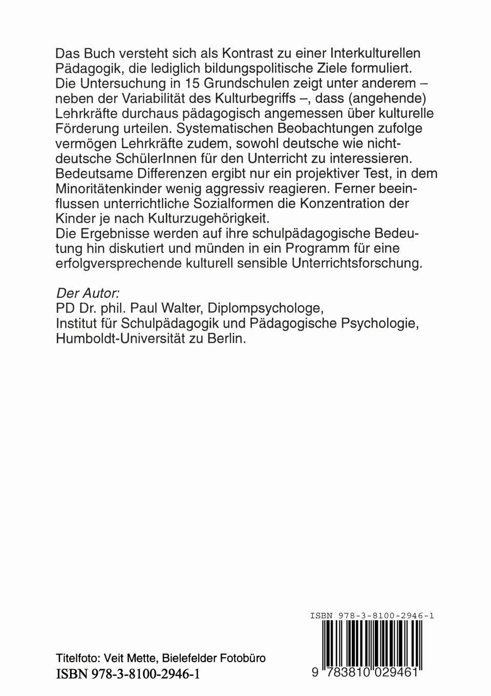 Rückseitencover Schule in der kulturellen Vielfalt