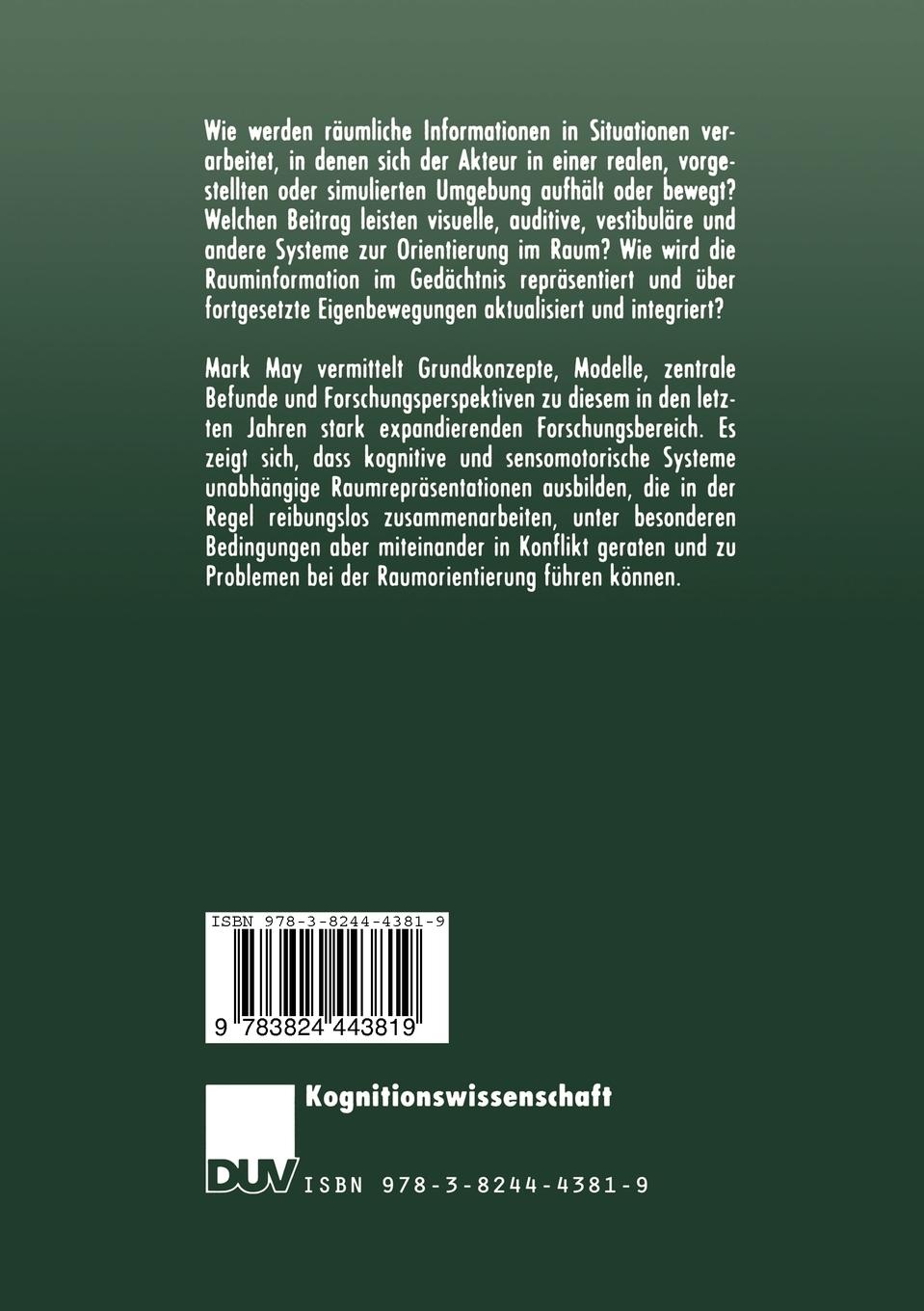 Rückseitencover Kognition im Umraum