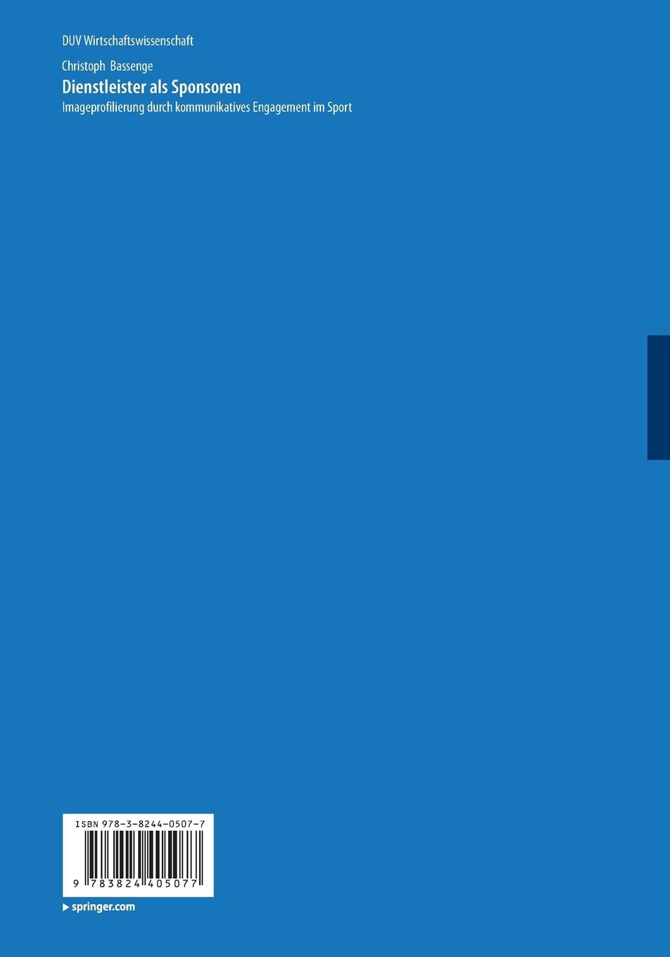 Rückseitencover Dienstleister als Sponsoren