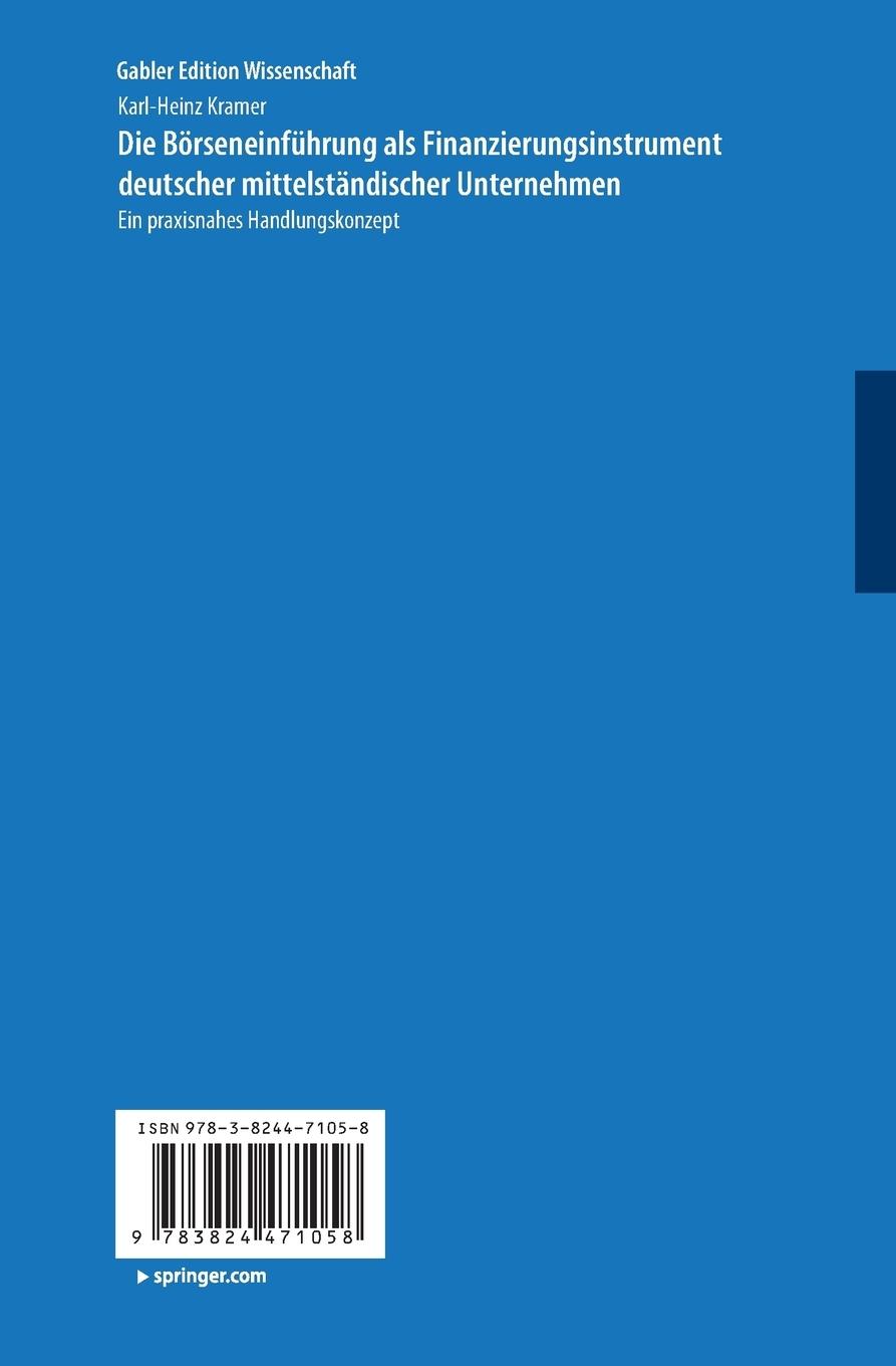 Rückseitencover Die Börseneinführung als Finanzierungsinstrument deutscher mittelständischer Unternehmen