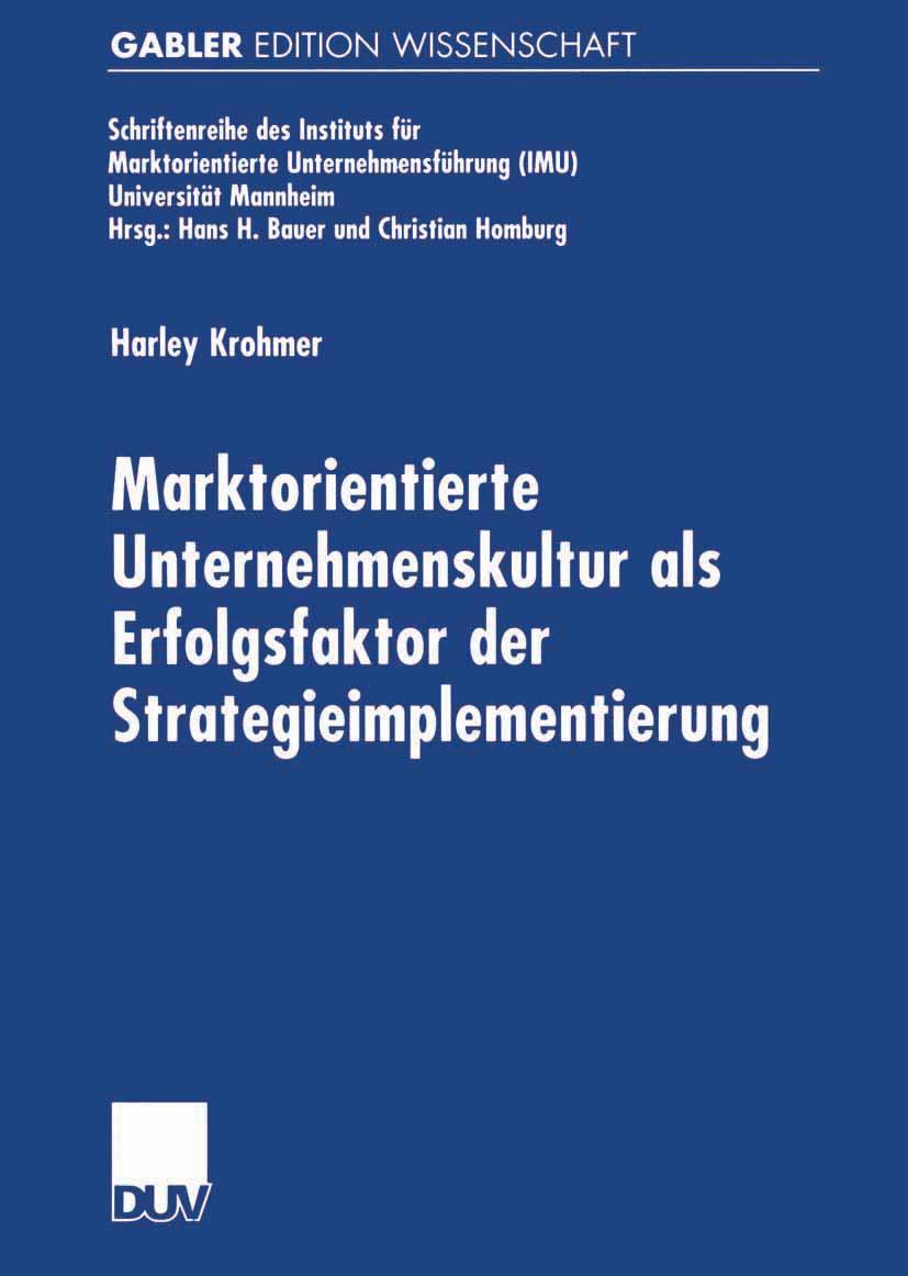 Vorderes Coverbild Marktorientierte Unternehmenskultur als Erfolgsfaktor der Strategieimplementierung
