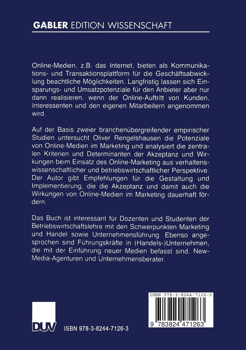 Rückseitencover Online-Marketing in deutschen Unternehmen