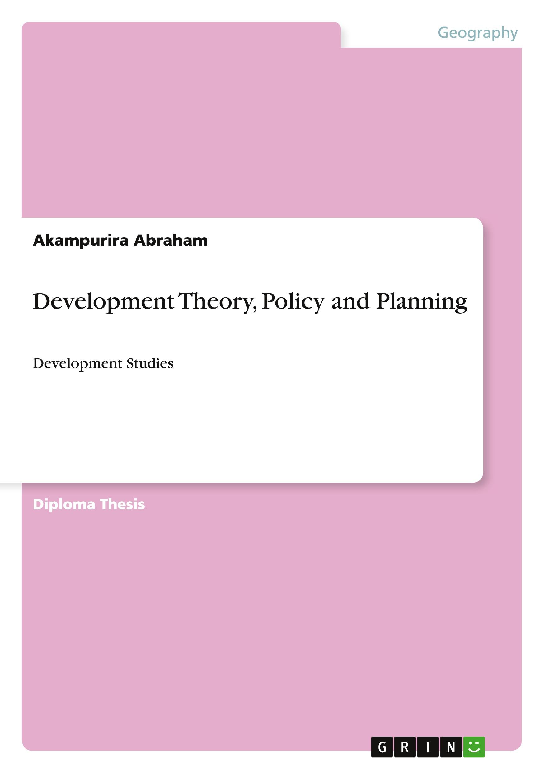 Vorderes Coverbild Development Theory, Policy and Planning