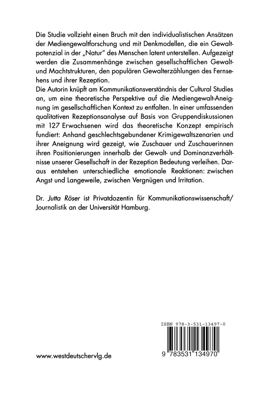 Rückseitencover Fernsehgewalt im gesellschaftlichen Kontext