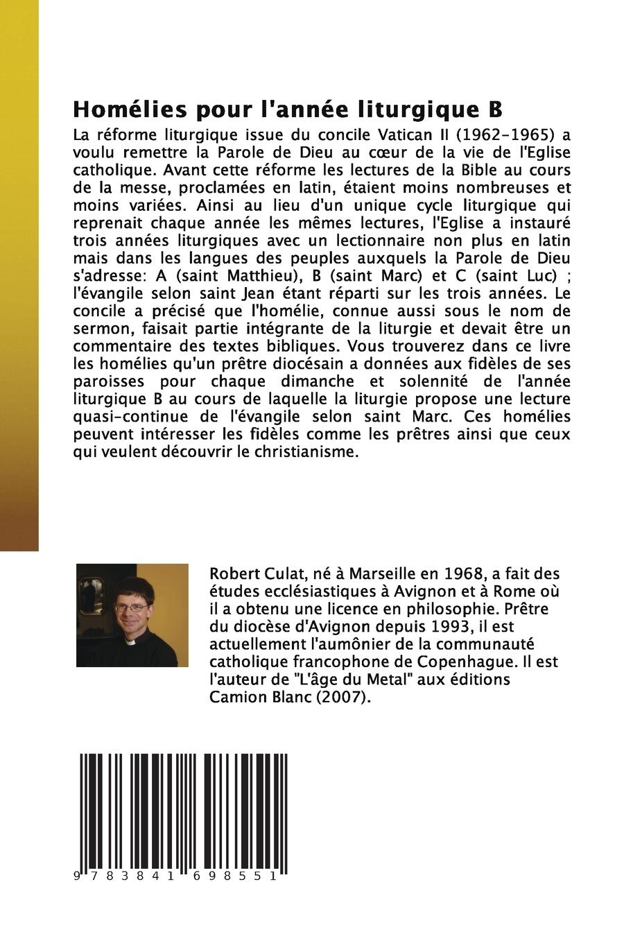 Rückseitencover Homélies pour l'année liturgique B