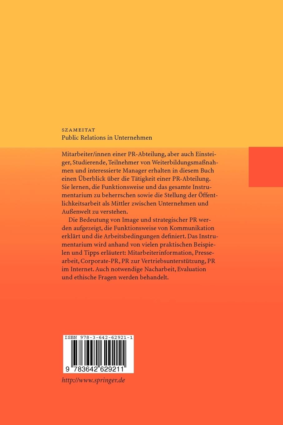 Rückseitencover Public Relations in Unternehmen