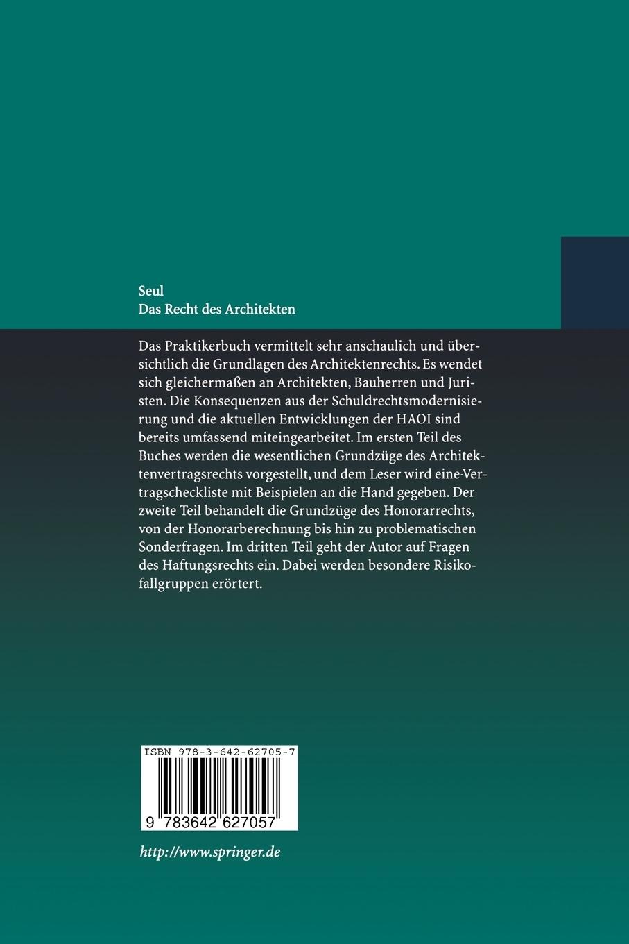 Rückseitencover Das Recht des Architekten