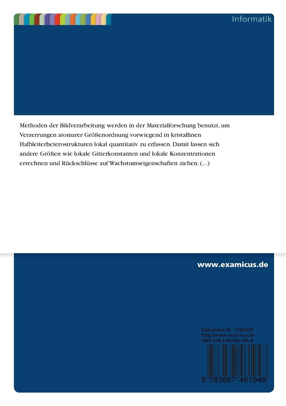 Rückseitencover Vermessung von Kristallstrukturen mit Methoden der Bildverarbeitung und Statistik