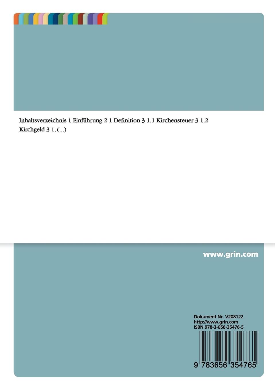 Rückseitencover Das Kirchensteuersystem in der Bundesrepublik Deutschland