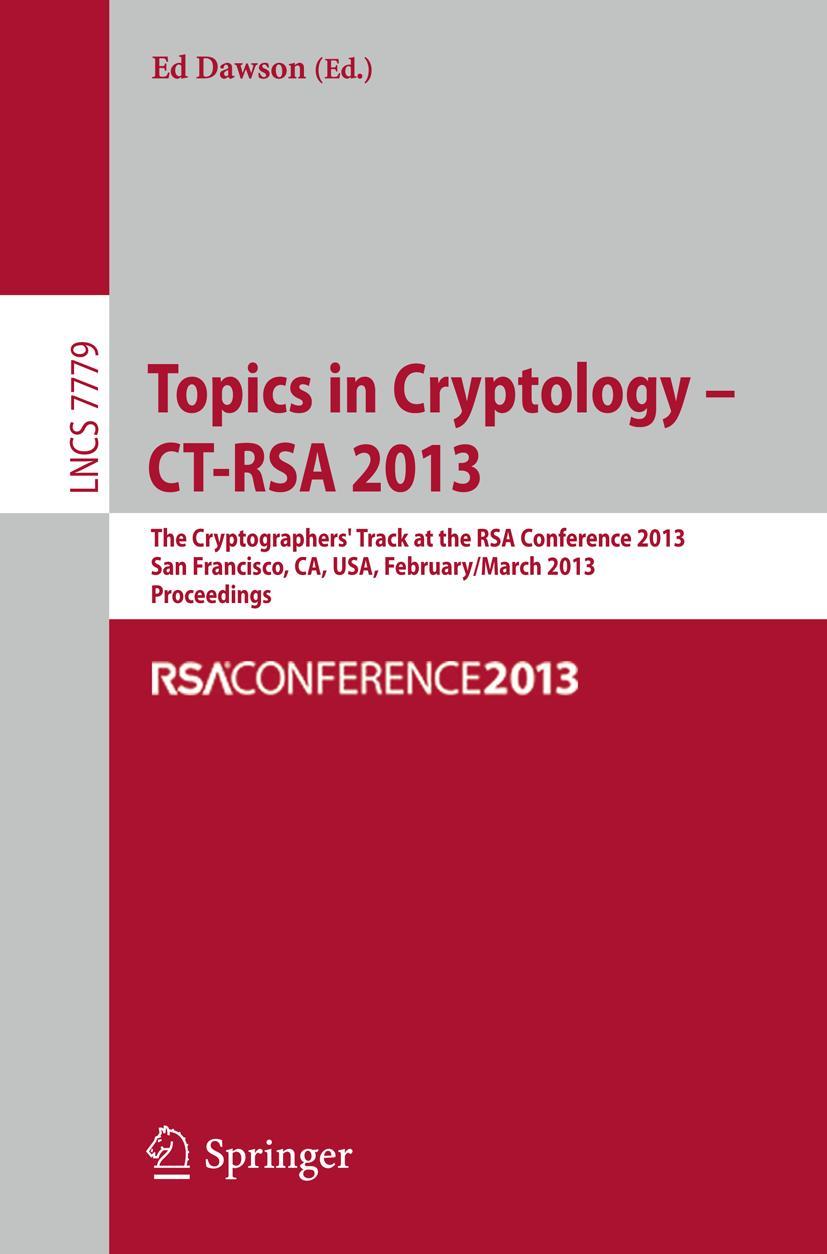 Vorderes Coverbild Topics in Cryptology - CT- RSA 2013