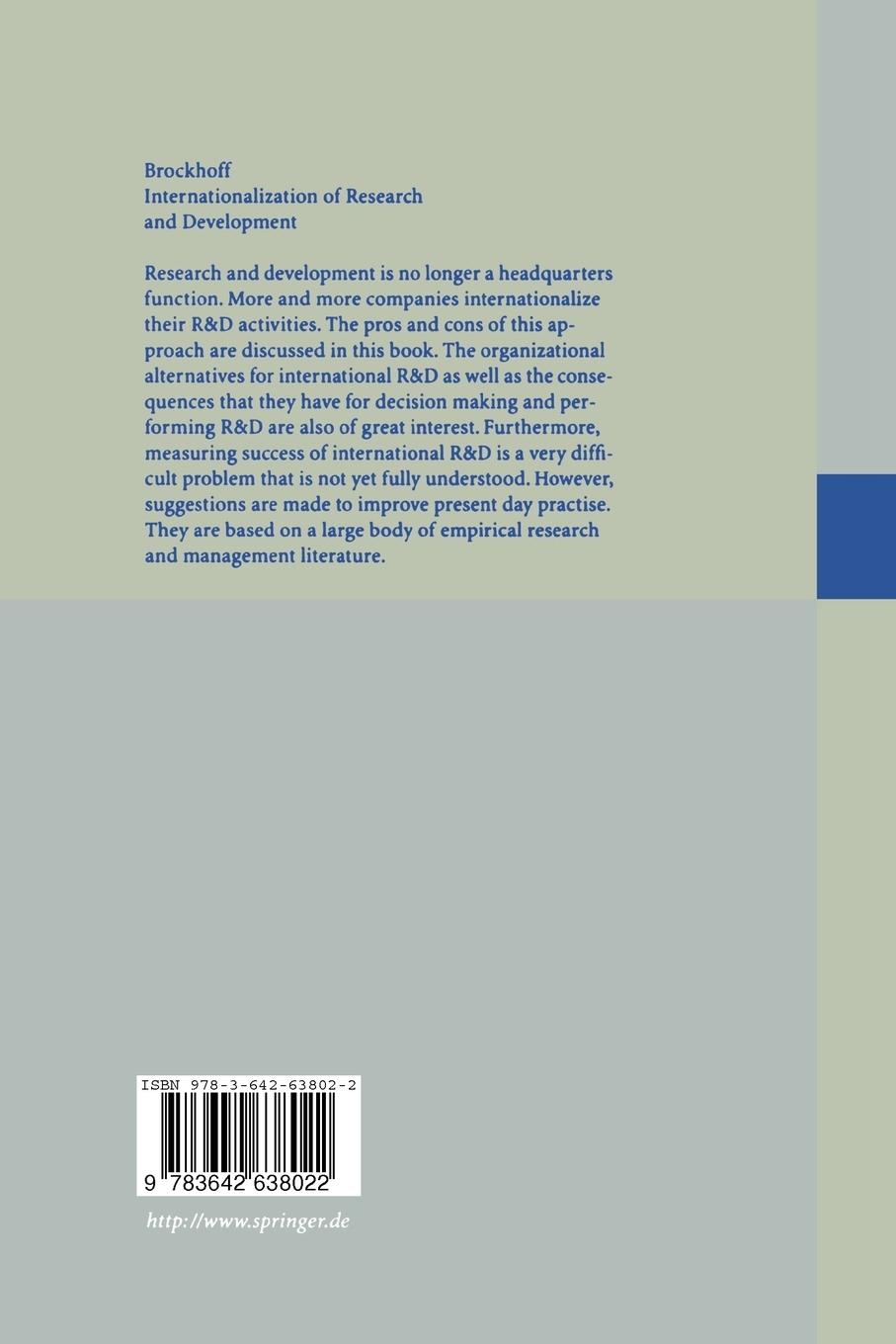 Rückseitencover Internationalization of Research and Development