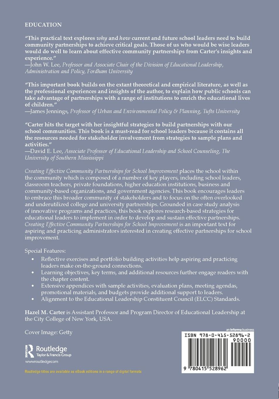 Rückseitencover Creating Effective Community Partnerships for School Improvement