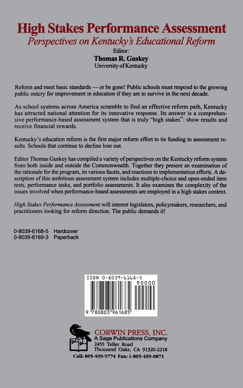 Rückseitencover High Stakes Performance Assessment