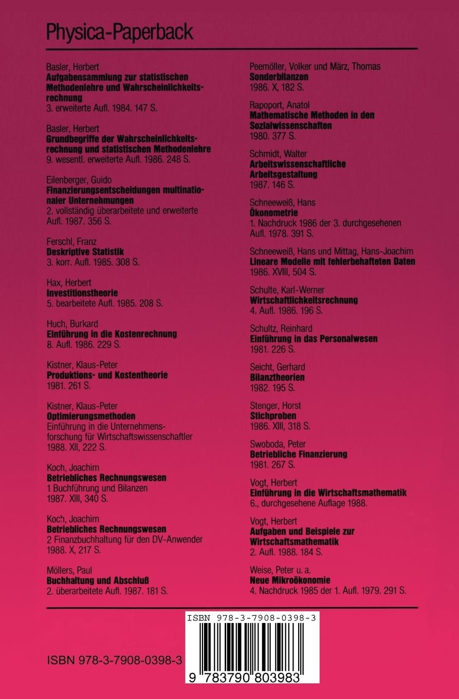 Rückseitencover Einführung in die Wirtschaftsmathematik