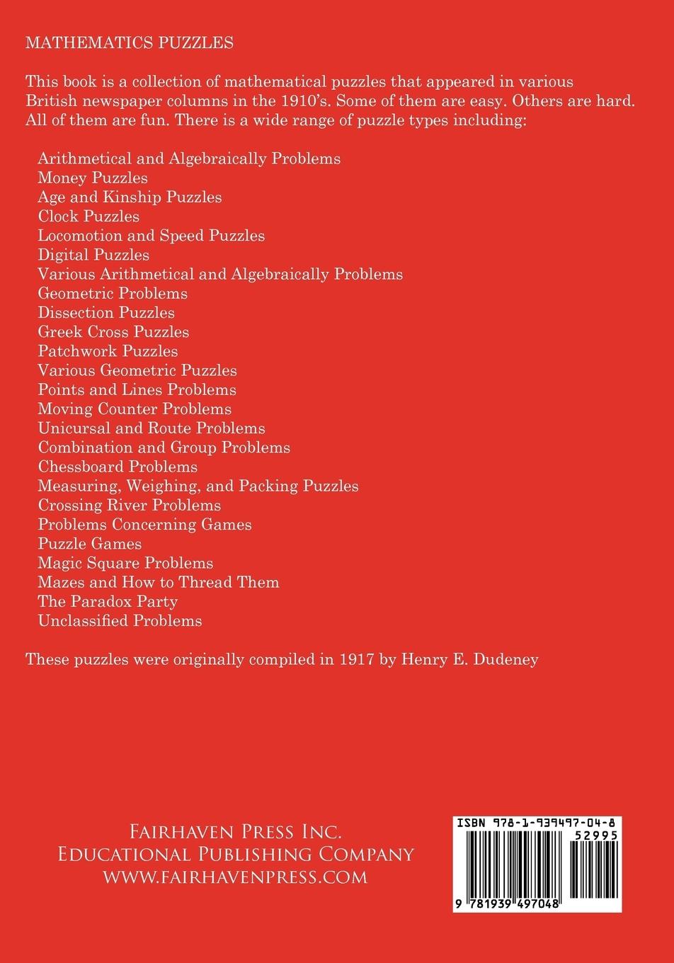 Rückseitencover A Collection of Classic British Mathematical Puzzles