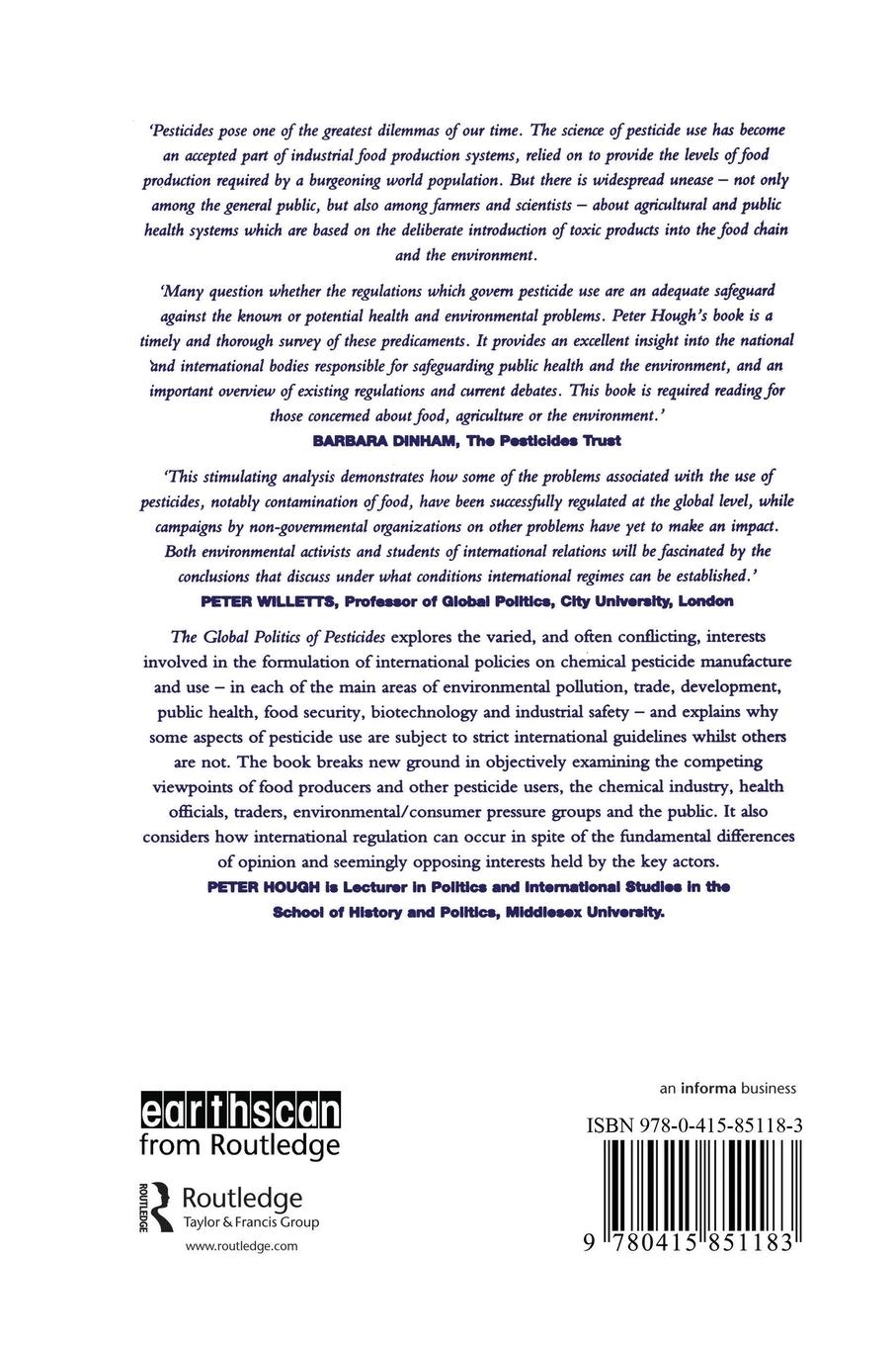 Rückseitencover The Global Politics of Pesticides