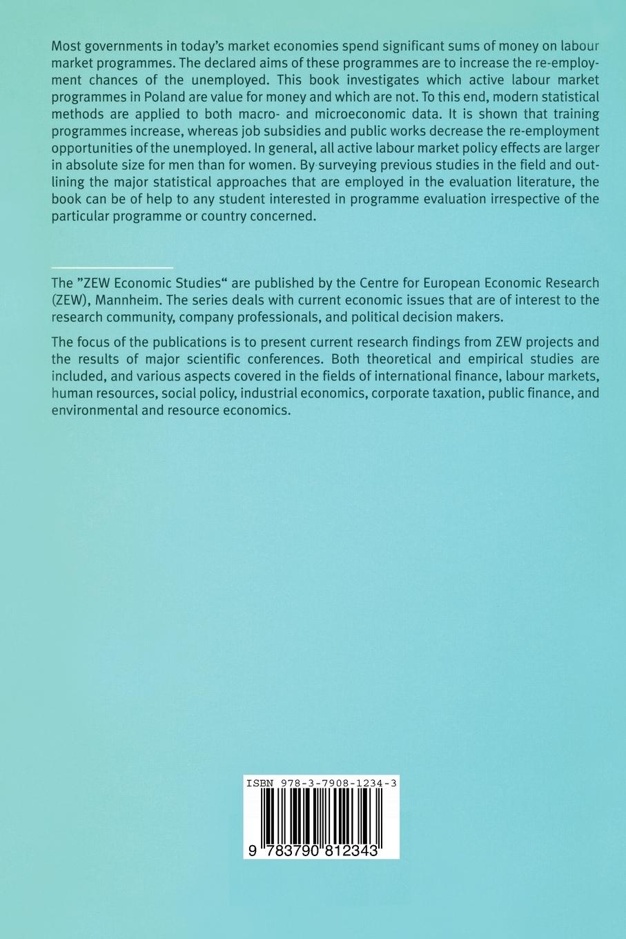 Rückseitencover Evaluating Active Labour Market Policies