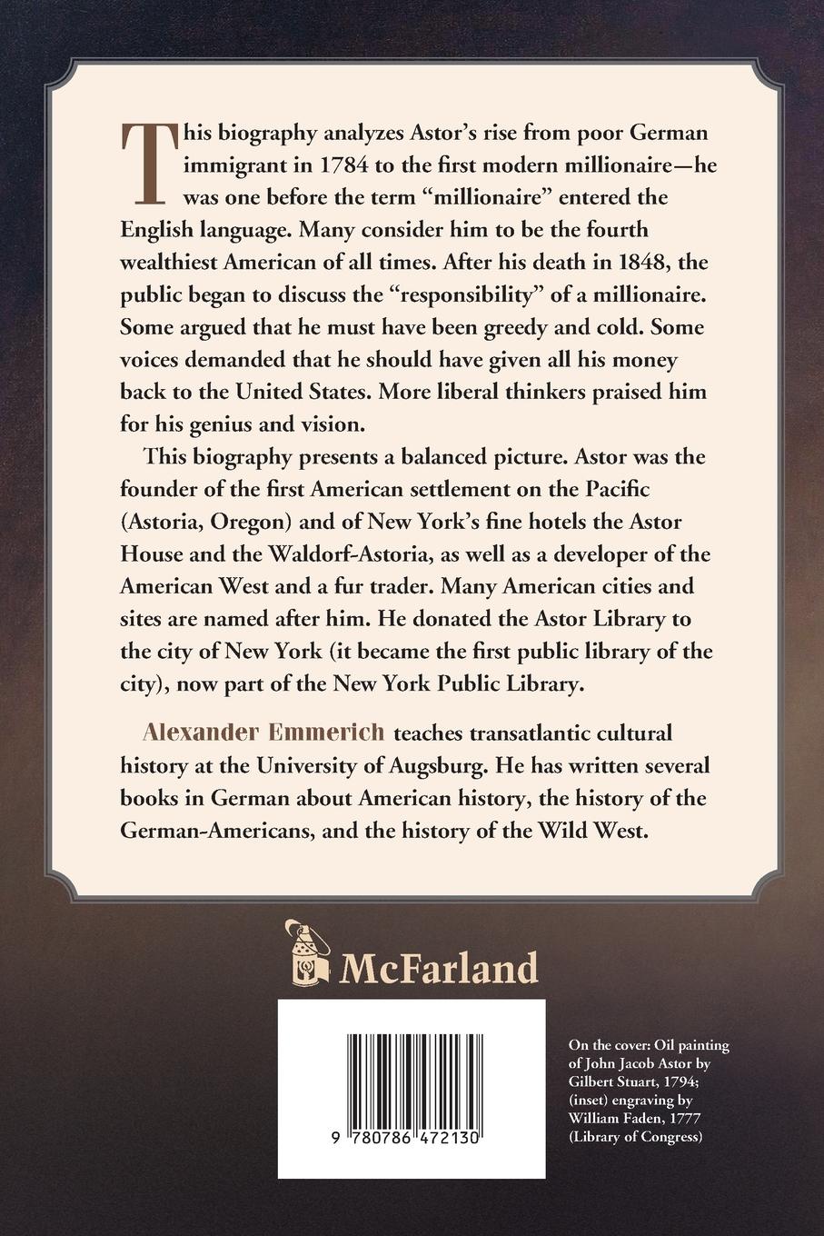 Rückseitencover John Jacob Astor and the First Great American Fortune