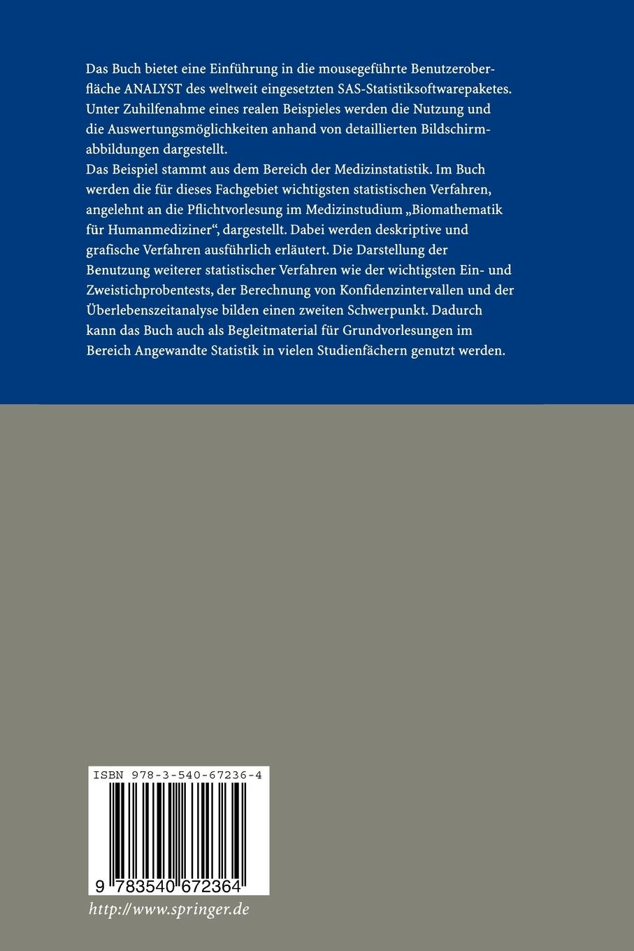 Rückseitencover Medizinische Statistik mit SAS-Analyst