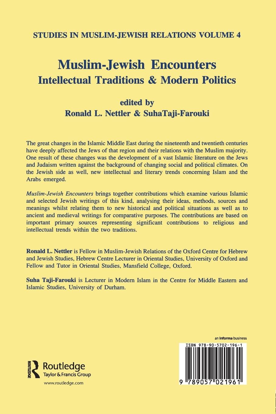 Rückseitencover Muslim-Jewish Encounters