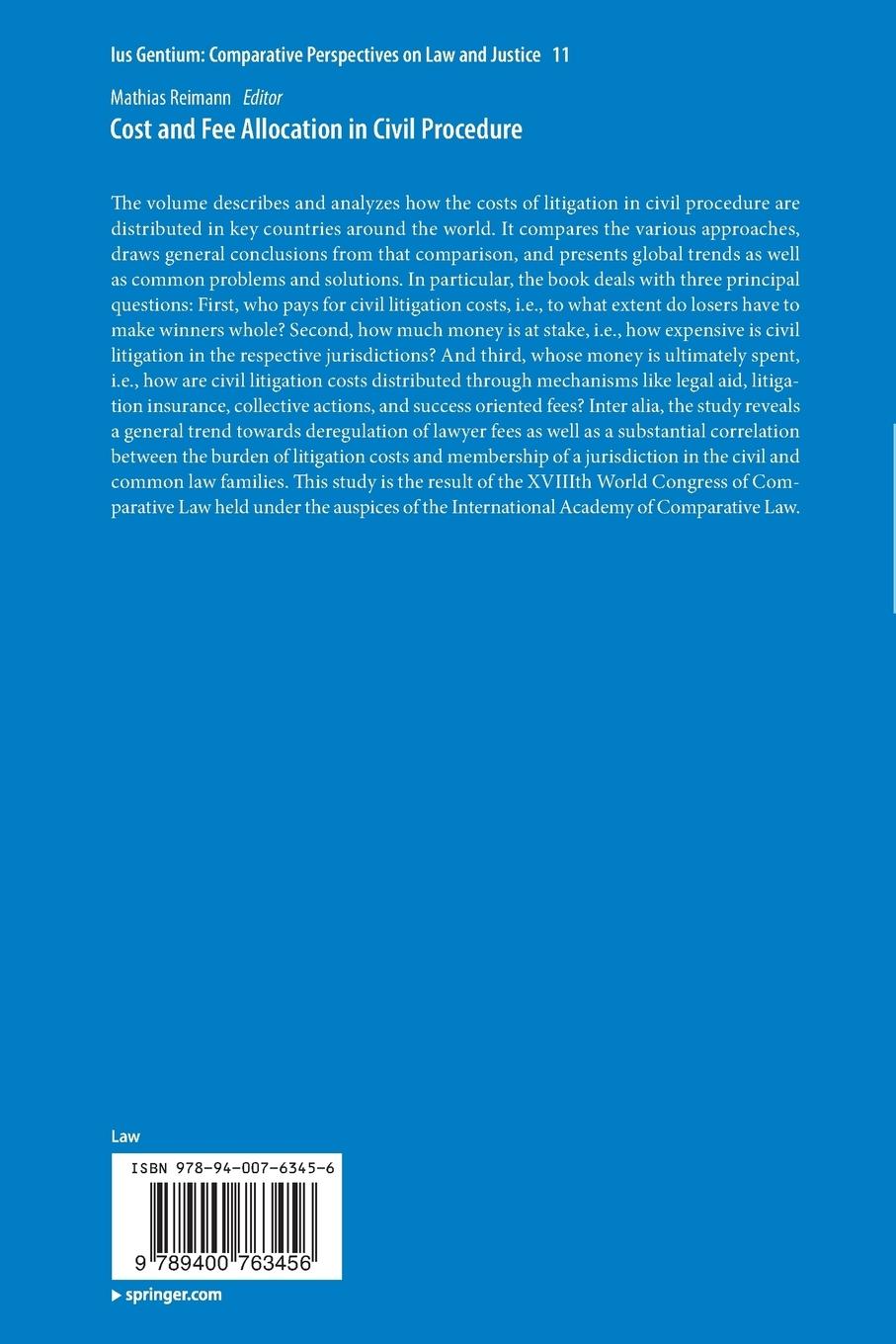 Rückseitencover Cost and Fee Allocation in Civil Procedure