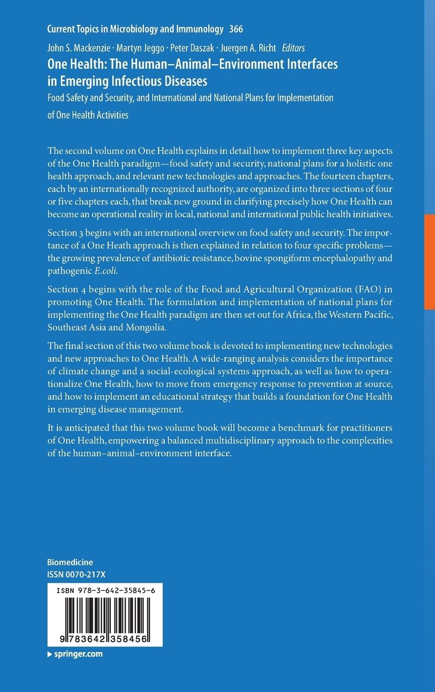 Rückseitencover One Health: The Human-Animal-Environment Interfaces in Emerging Infectious Diseases