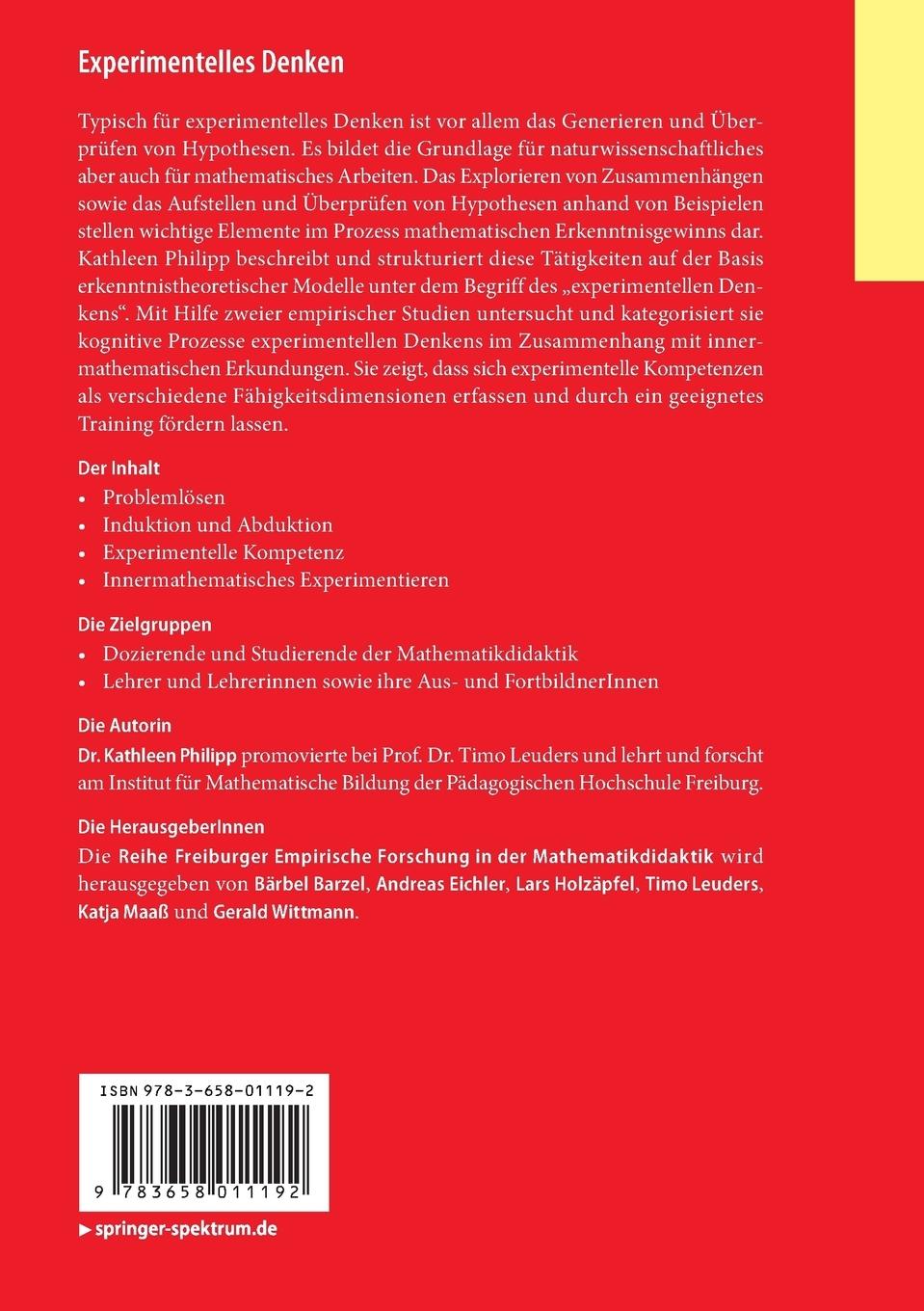 Rückseitencover Experimentelles Denken