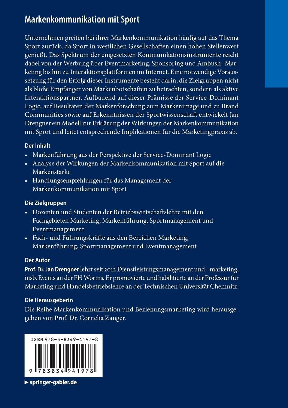 Rückseitencover Markenkommunikation mit Sport