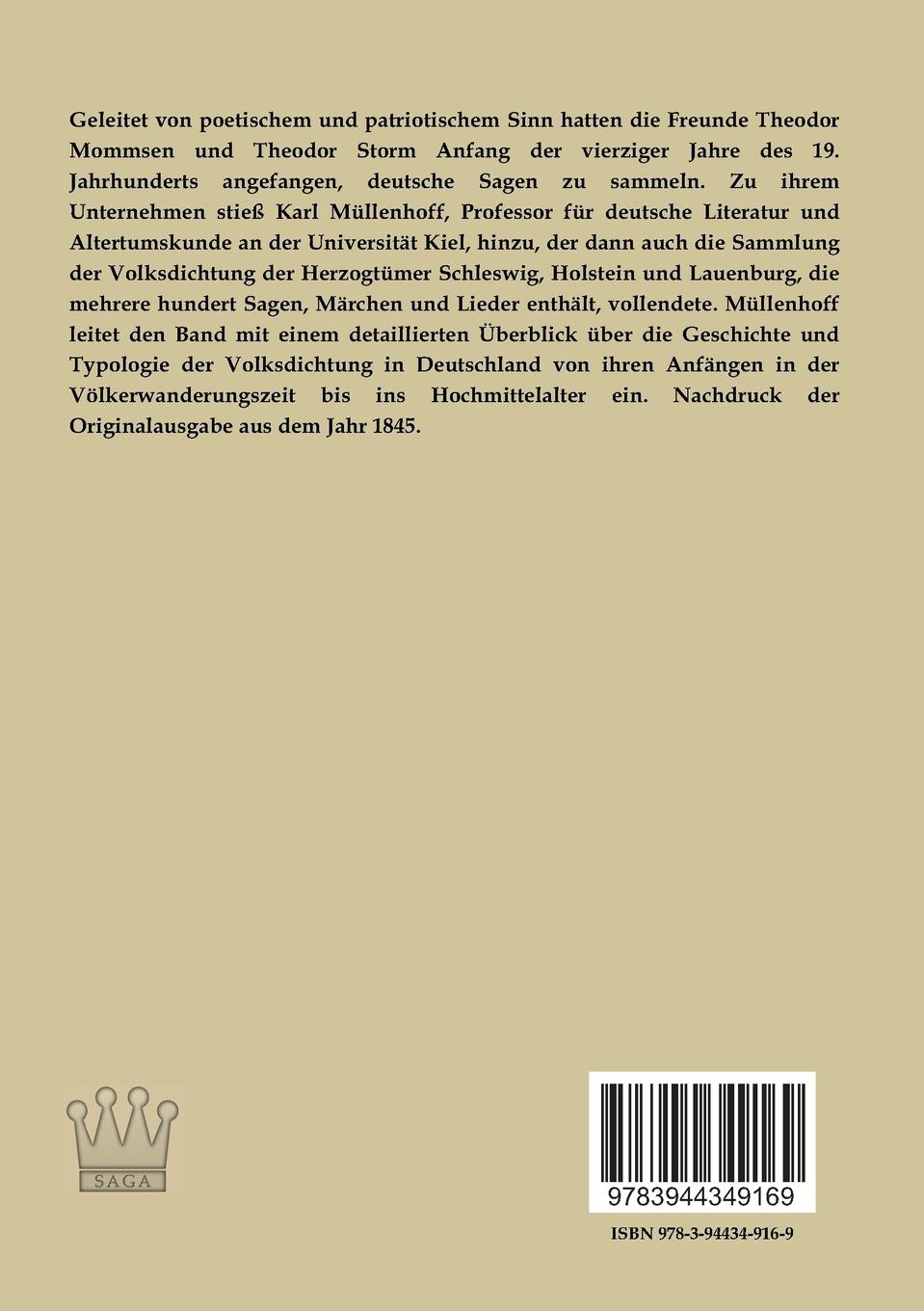 Rückseitencover Sagen, Märchen und Lieder der Herzogtümer Schleswig, Holstein und Lauenburg
