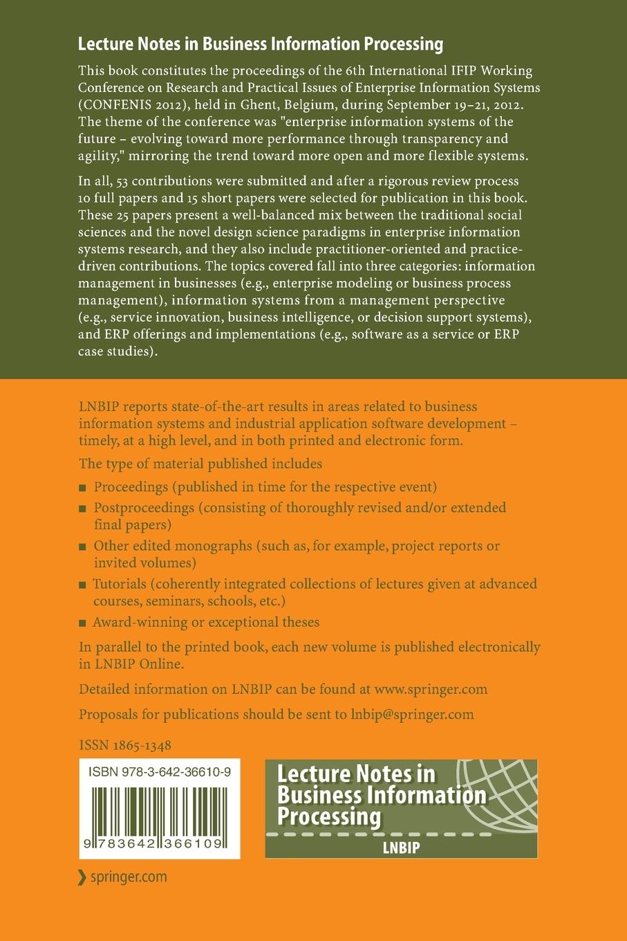 Rückseitencover Enterprise Information Systems of the Future