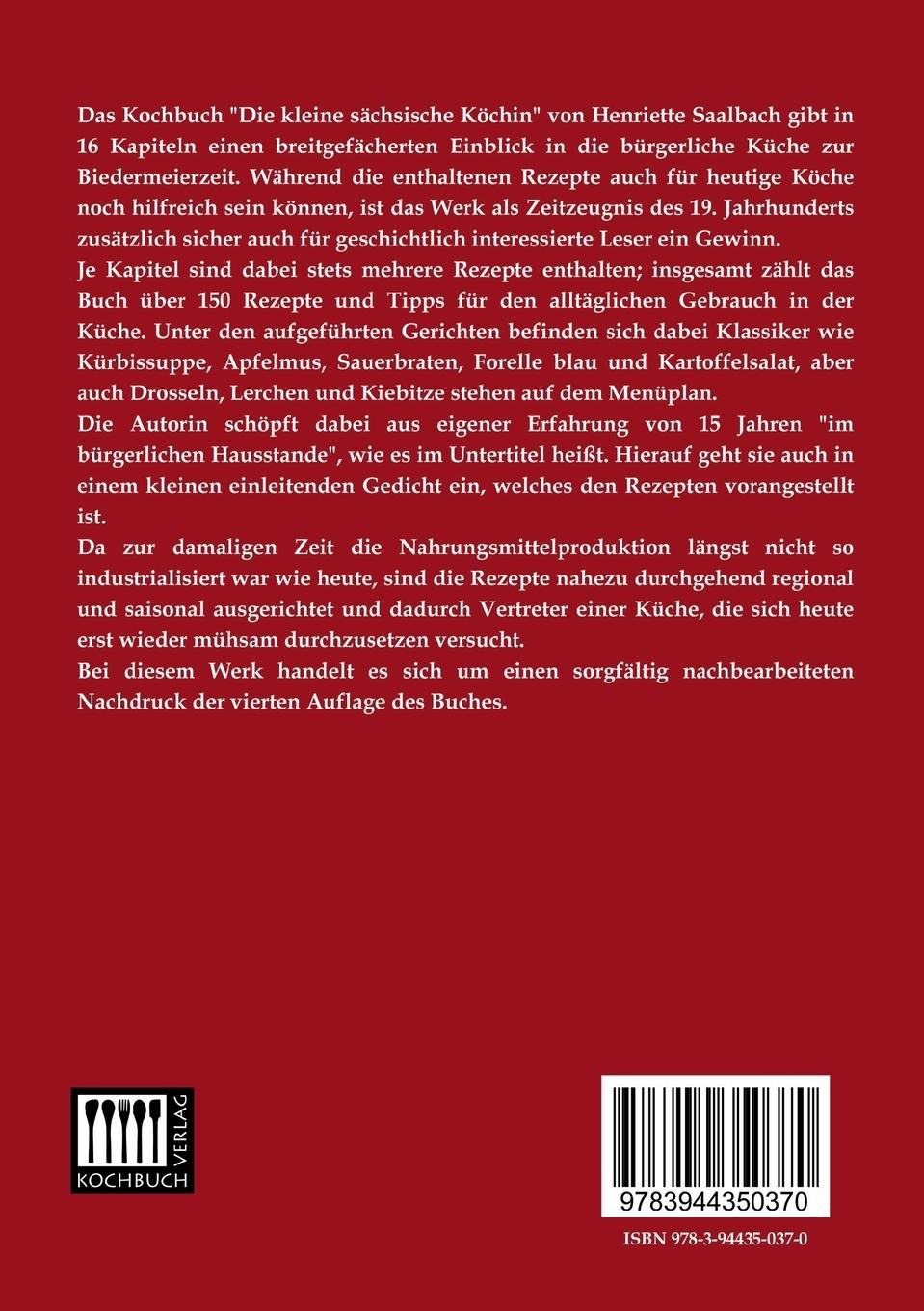 Rückseitencover Die kleine sächsische Köchin