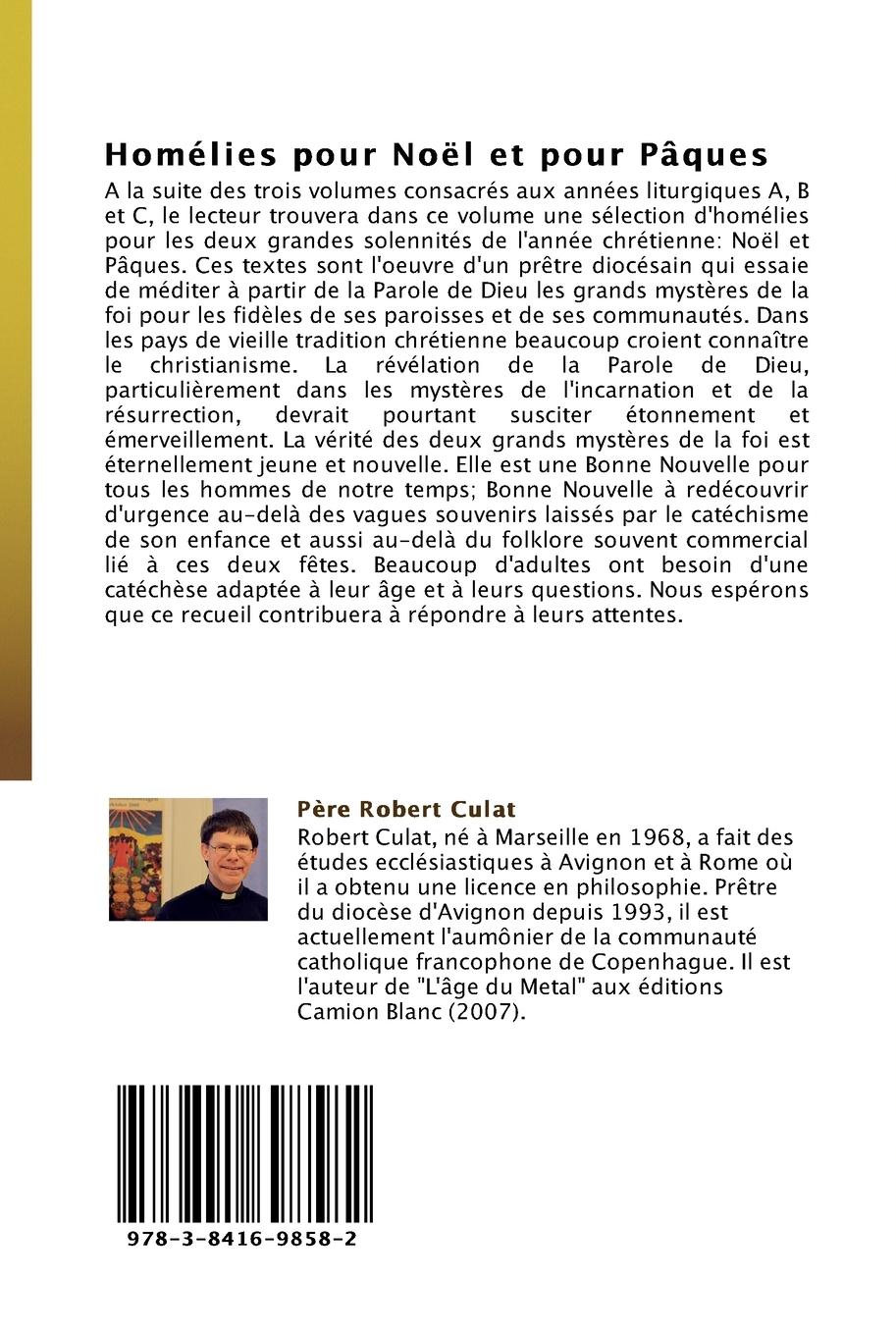 Rückseitencover Homélies pour Noël et pour Pâques