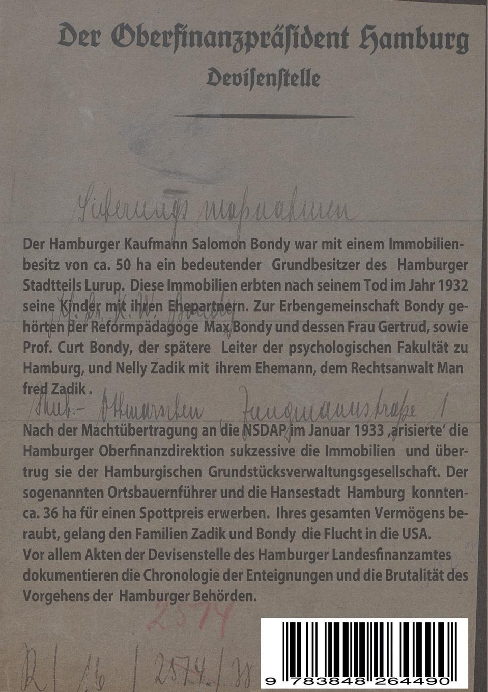 Rückseitencover Luruper Immobilien der Erbengemeinschaft Salomon Bondys