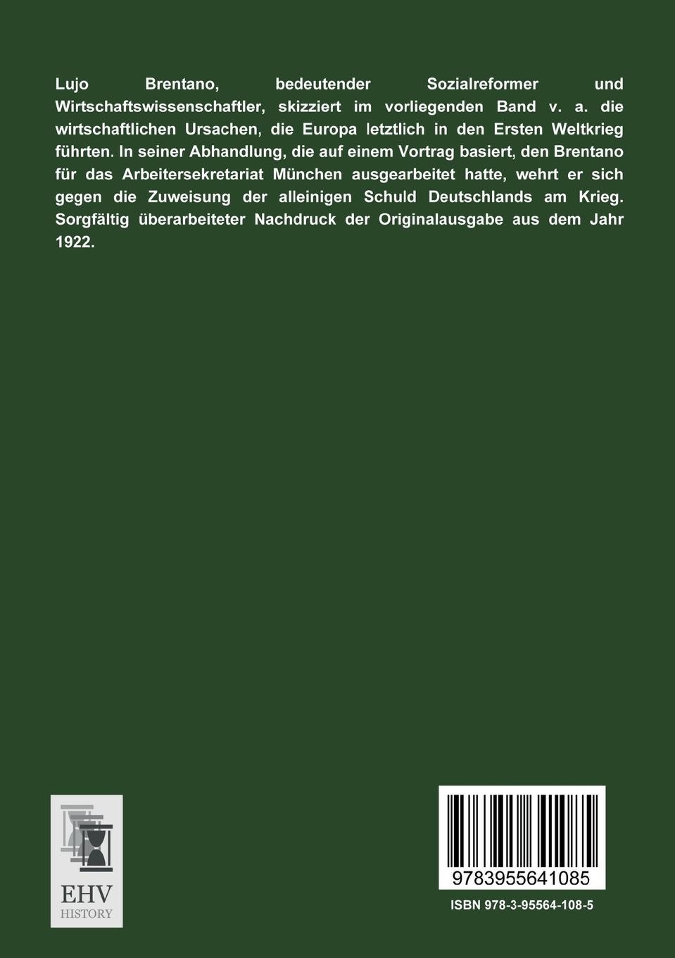 Rückseitencover Die Urheber des Ersten Weltkriegs