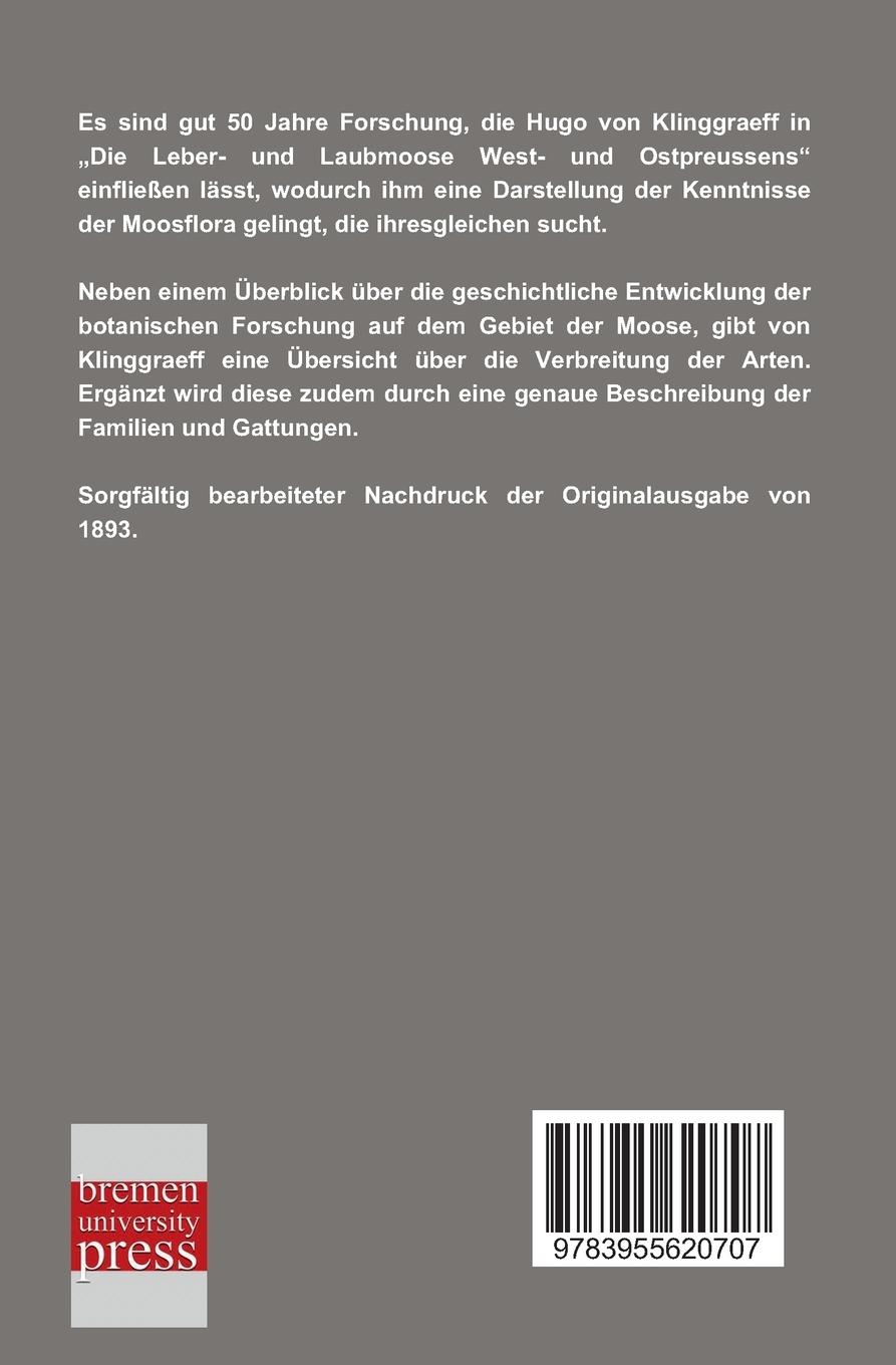 Rückseitencover Die Leber- und Laubmoose West- und Ostpreussens