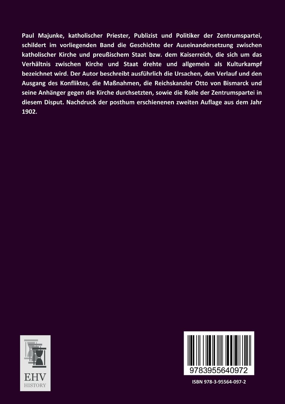 Rückseitencover Geschichte des Kulturkampfes in Preußen-Deutschland