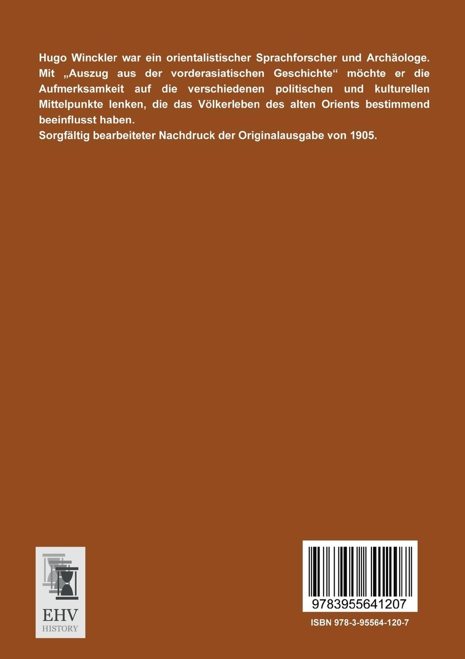 Rückseitencover Auszug aus der vorderasiatischen Geschichte