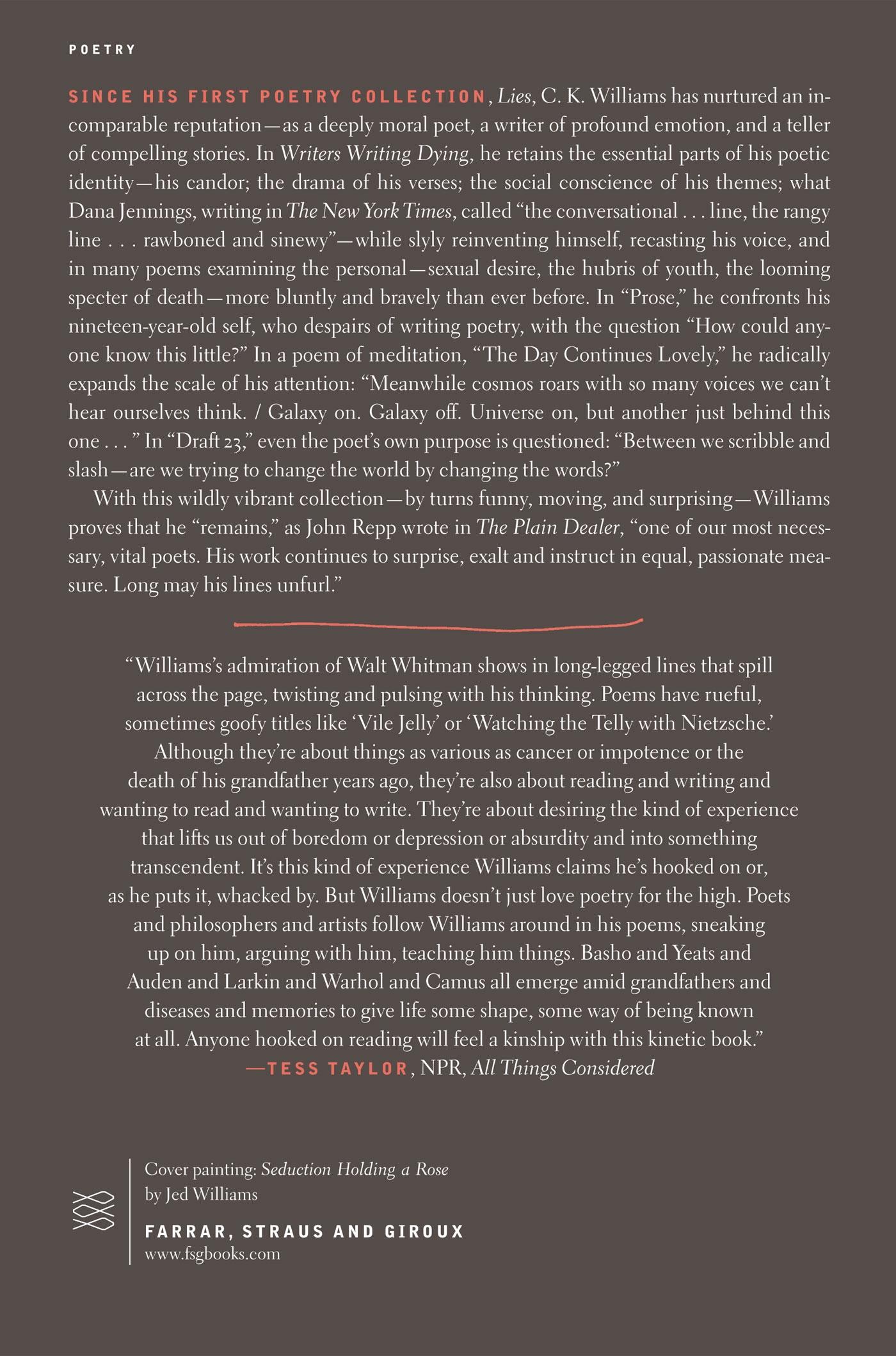 Rückseitencover Writers Writing Dying