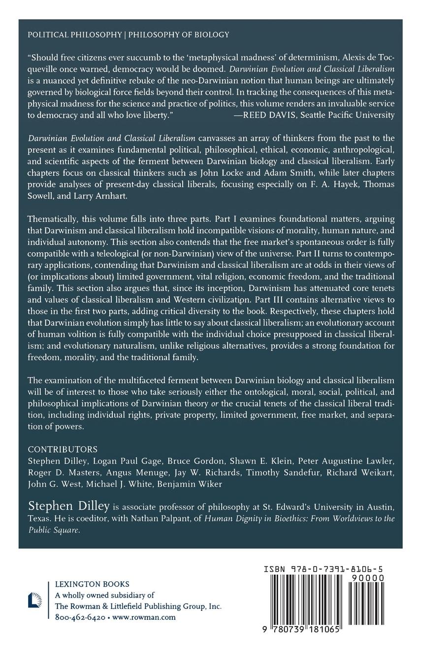 Rückseitencover Darwinian Evolution and Classical Liberalism