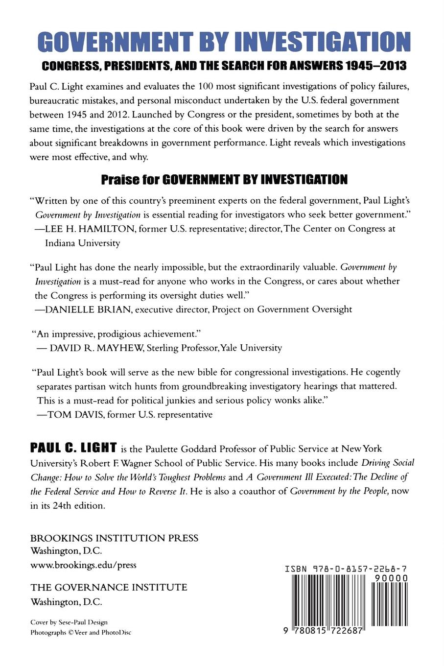 Rückseitencover Government by Investigation